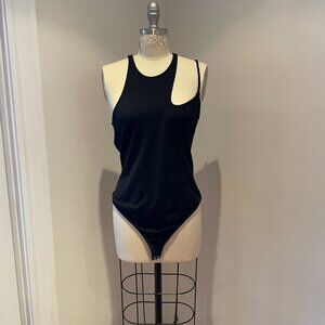 Lovers + Friends asymmetrical bodysuit, black, size XL